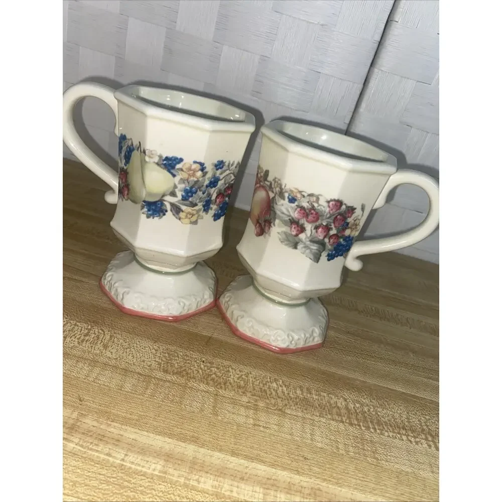 Set Of 2 Avon Exclusive Sweet Country Harvest Mug Coffee Tea Fruit Matching